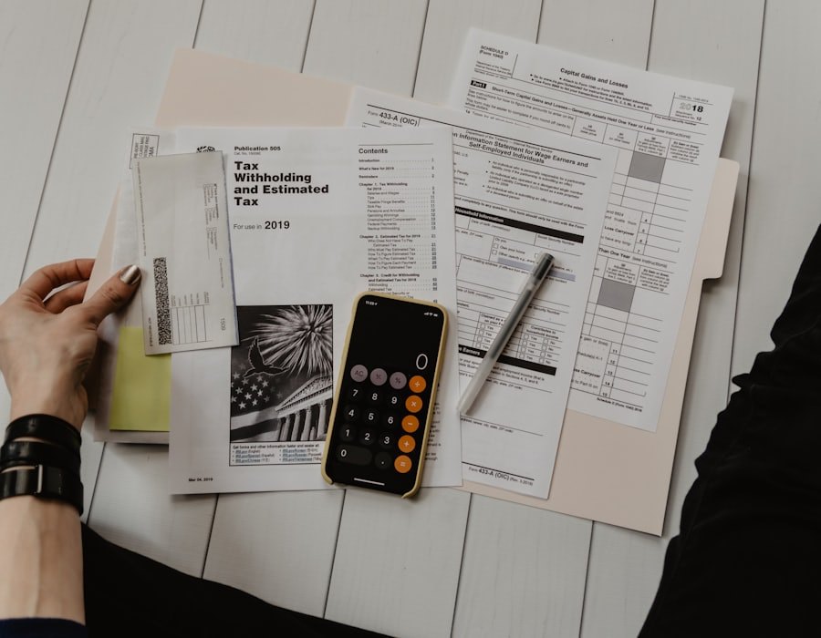 Portfolio documents and notes on a desk