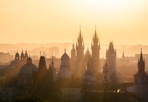 Prague skyline at golden hour