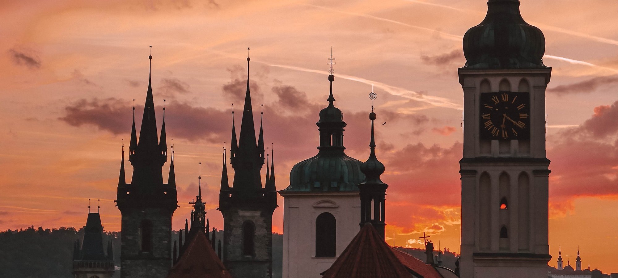 Clock tower in central Prague