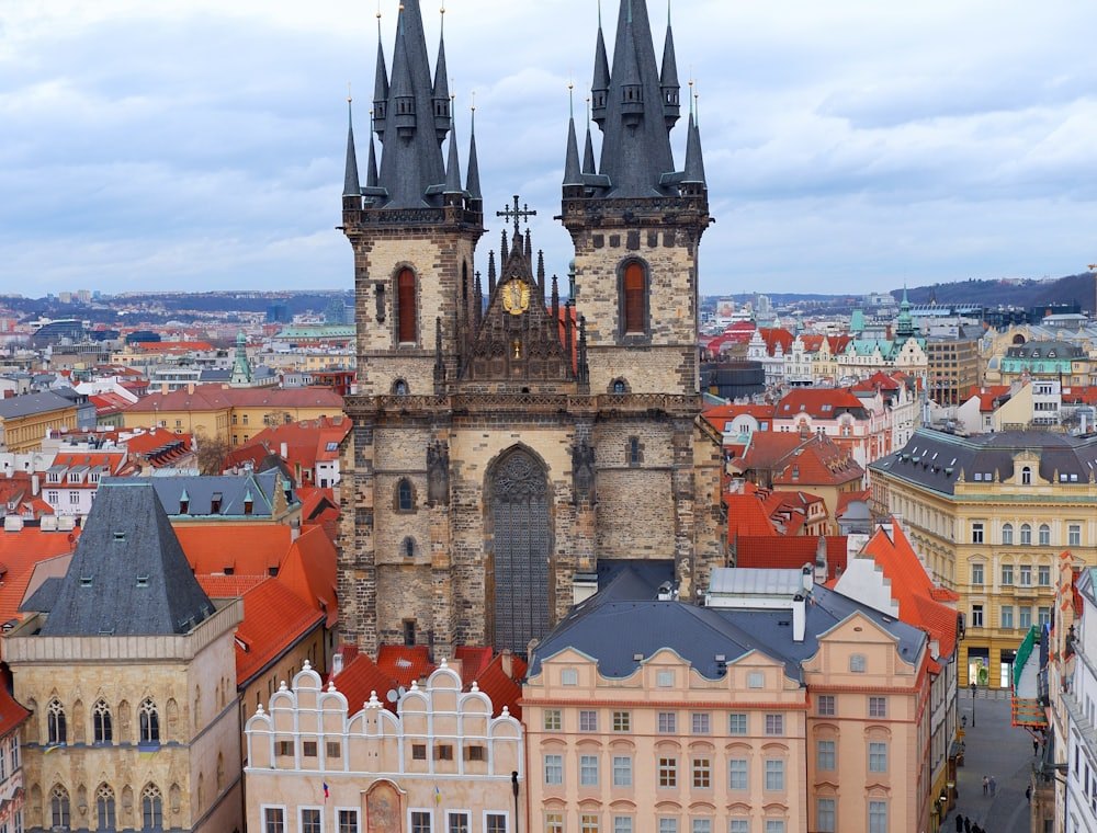 Rooftops of the Prague old town from above
