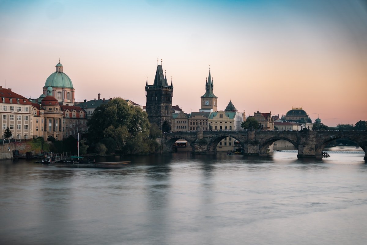 The Vltava and Charles Bridge at first light